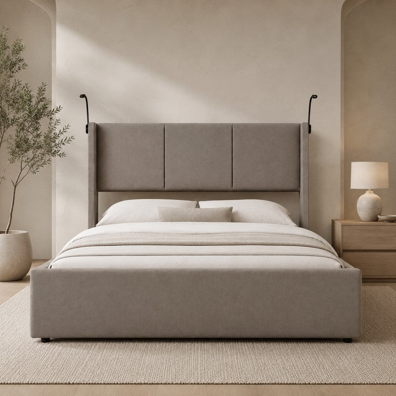 Modern Wingback Upholstered Bed