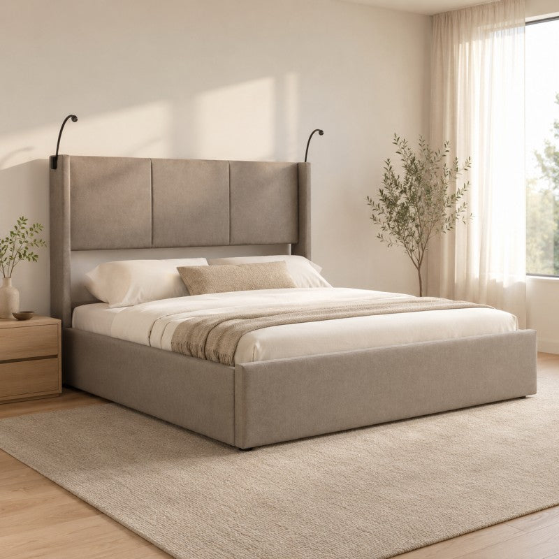Modern Wingback Upholstered Bed