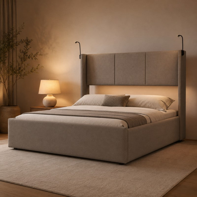 Modern Wingback Upholstered Bed