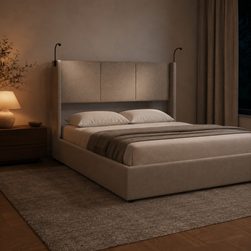 Modern Wingback Upholstered Bed