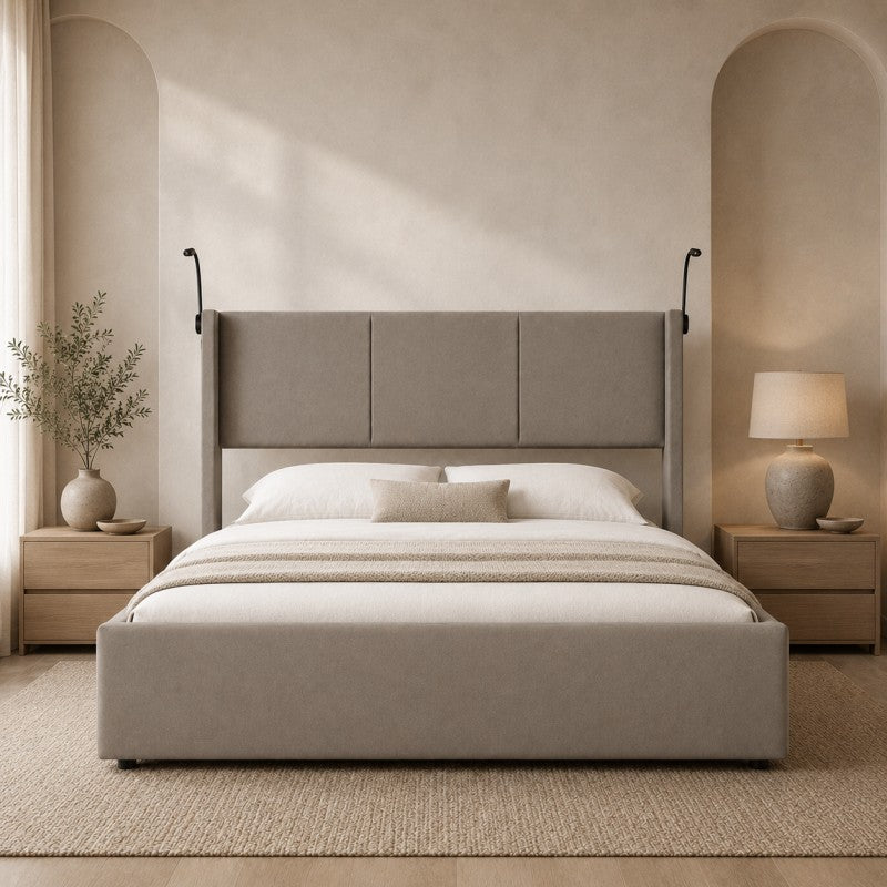Modern Wingback Upholstered Bed