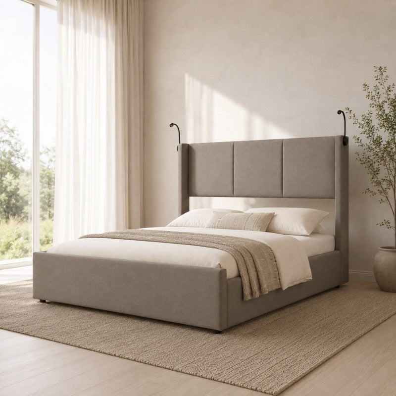Modern Wingback Upholstered Bed