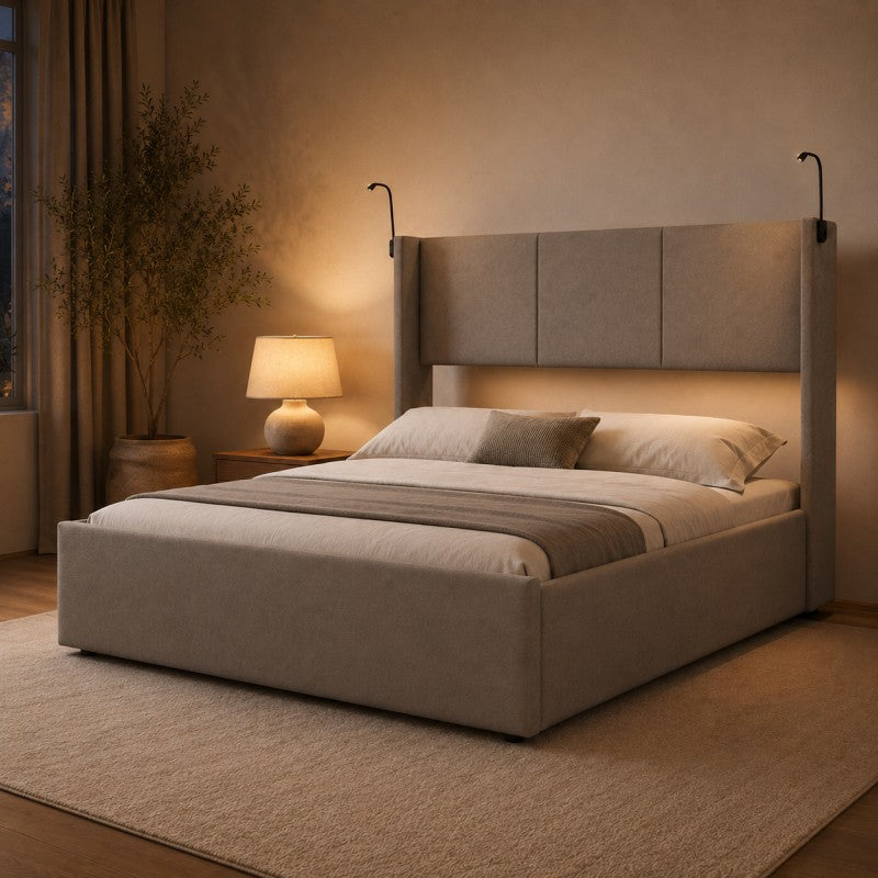 Modern Wingback Upholstered Bed