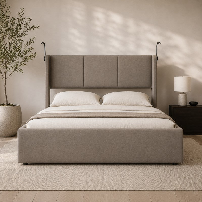 Modern Wingback Upholstered Bed