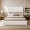 Modern Upholstered Platform Bed Frame – Cream White