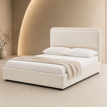 Modern Upholstered Platform Bed Frame – Cream White