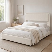 Modern Upholstered Platform Bed Frame – Cream White