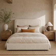 Modern Upholstered Platform Bed Frame – Cream White