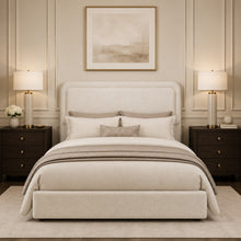 Modern Upholstered Platform Bed Frame – Cream White