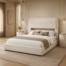 Modern Upholstered Platform Bed Frame – Cream White