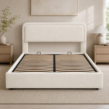 Modern Upholstered Platform Bed Frame – Cream White