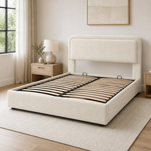 Modern Upholstered Platform Bed Frame – Cream White