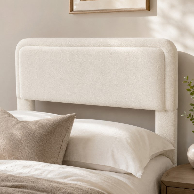 Modern Upholstered Platform Bed Frame – Cream White
