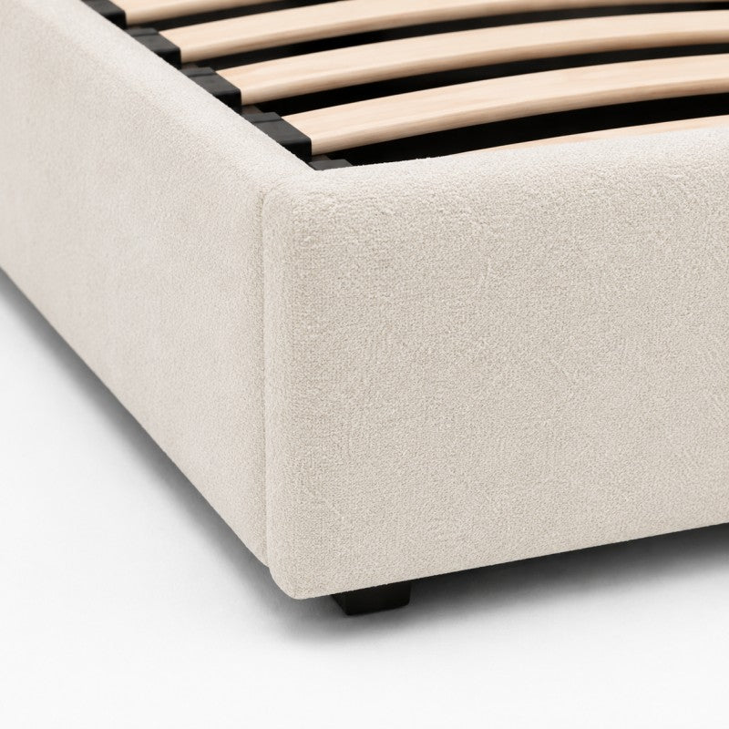 Modern Upholstered Platform Bed Frame – Cream White