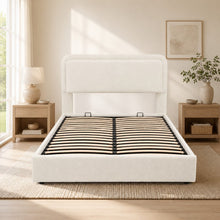 Modern Upholstered Platform Bed Frame – Cream White
