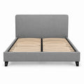 Modern Upholstered Platform Bed Frame – Gray, Metal Legs