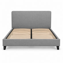 Modern Upholstered Platform Bed Frame – Gray, Metal Legs