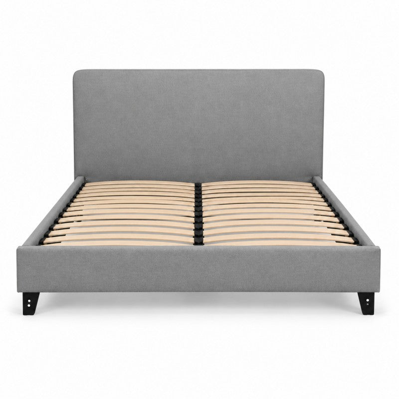 Modern Upholstered Platform Bed Frame – Gray, Metal Legs
