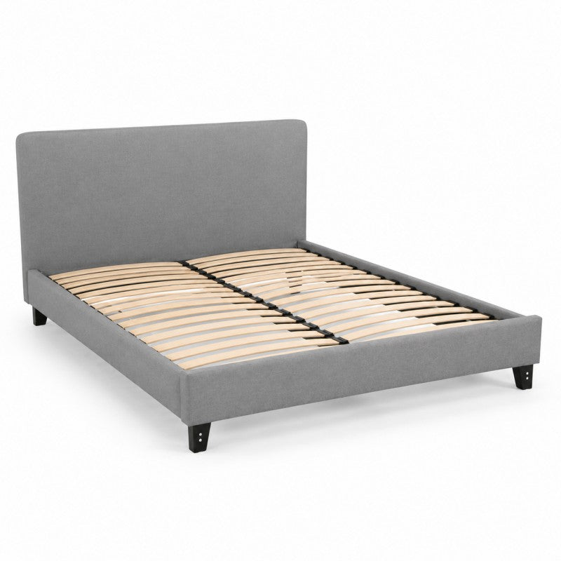 Modern Upholstered Platform Bed Frame – Gray, Metal Legs