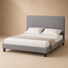 Modern Upholstered Platform Bed Frame – Gray, Metal Legs