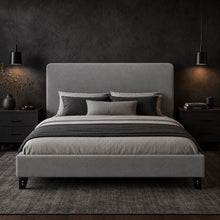 Modern Upholstered Platform Bed Frame – Gray, Metal Legs