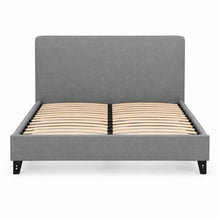 Modern Upholstered Platform Bed Frame – Gray, Metal Legs