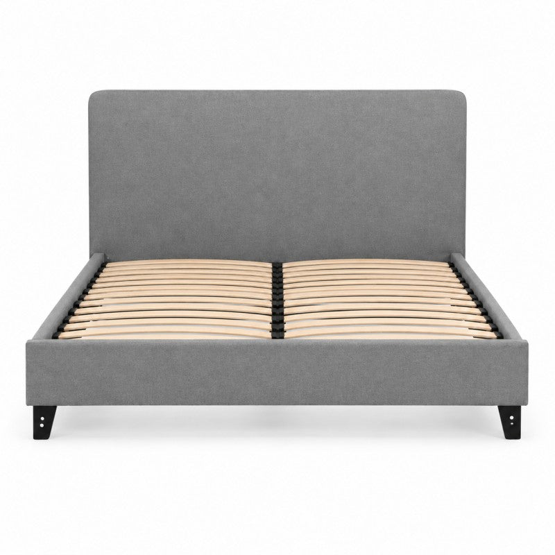 Modern Upholstered Platform Bed Frame – Gray, Metal Legs