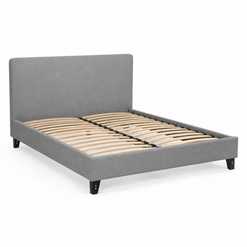 Modern Upholstered Platform Bed Frame – Gray, Metal Legs