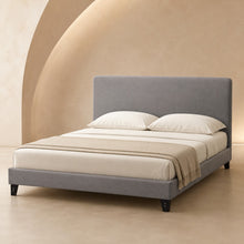 Modern Upholstered Platform Bed Frame – Gray, Metal Legs
