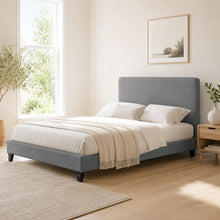 Modern Upholstered Platform Bed Frame – Gray, Metal Legs