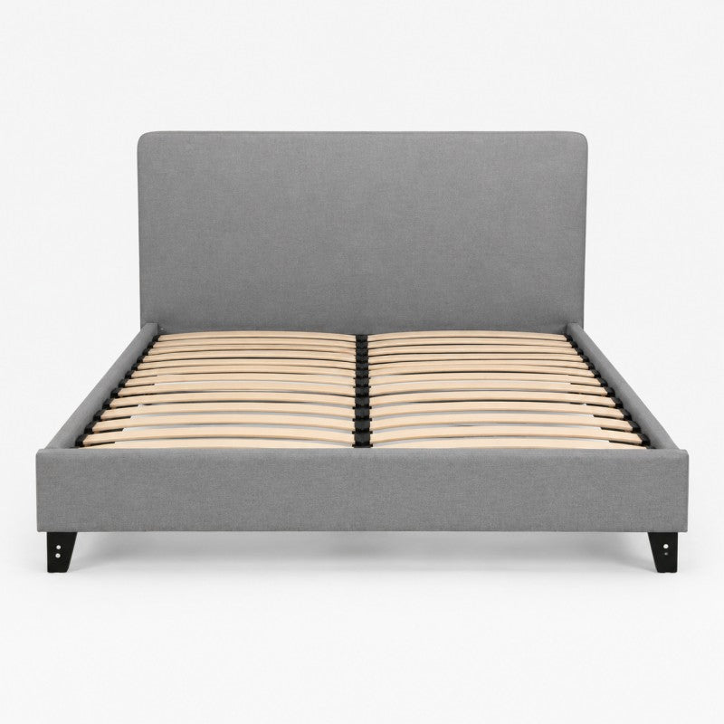 Modern Upholstered Platform Bed Frame – Gray, Metal Legs