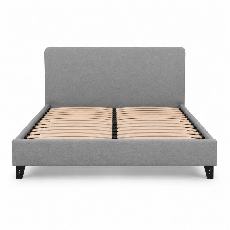 Modern Upholstered Platform Bed Frame – Gray, Metal Legs