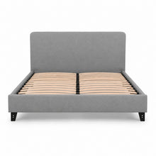 Modern Upholstered Platform Bed Frame – Gray, Metal Legs