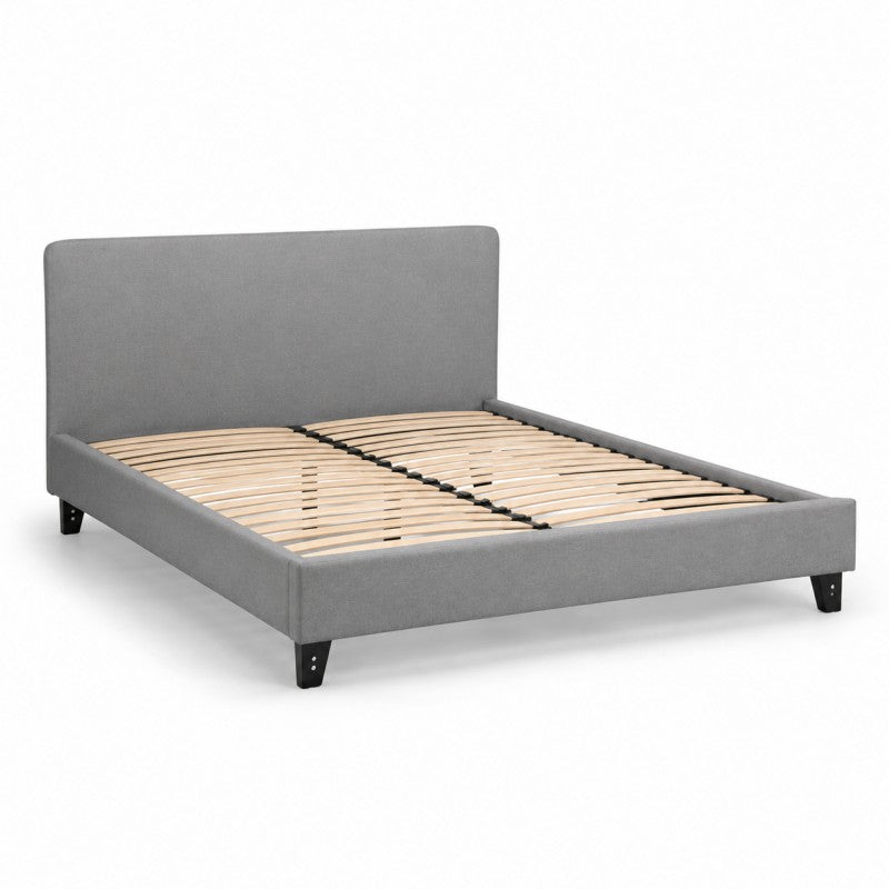 Modern Upholstered Platform Bed Frame – Gray, Metal Legs