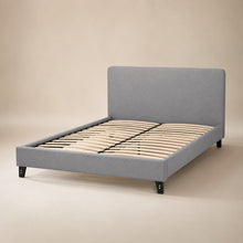 Modern Upholstered Platform Bed Frame – Gray, Metal Legs