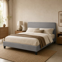 Modern Upholstered Platform Bed Frame – Gray, Metal Legs