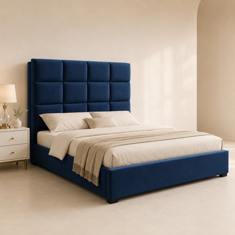 Blue Tufted Upholstered Bed