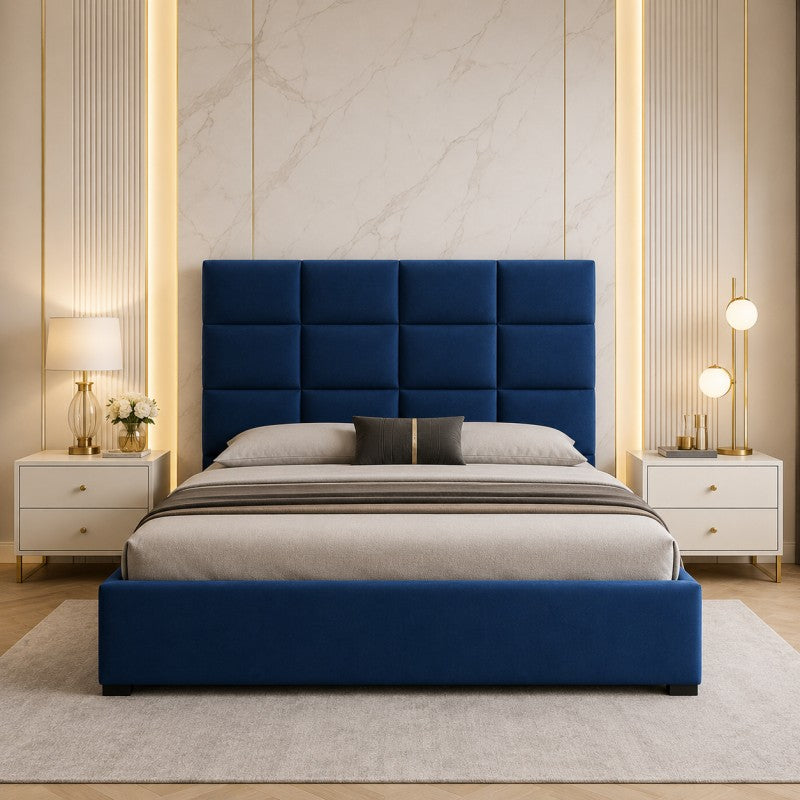 Blue Tufted Upholstered Bed