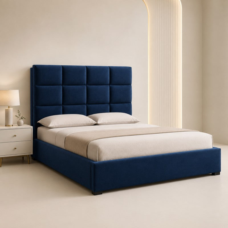 Blue Tufted Upholstered Bed