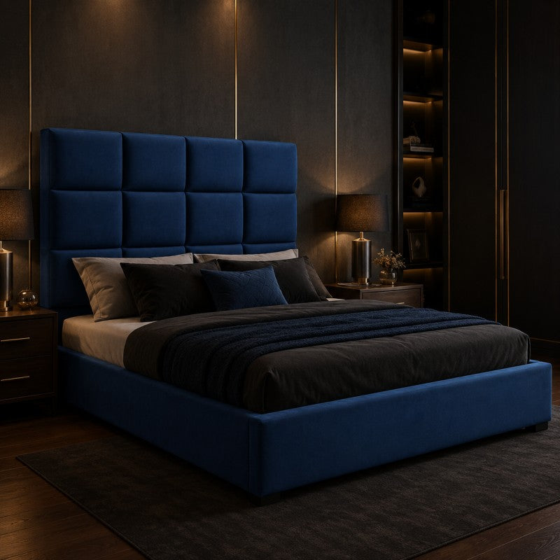 Blue Tufted Upholstered Bed