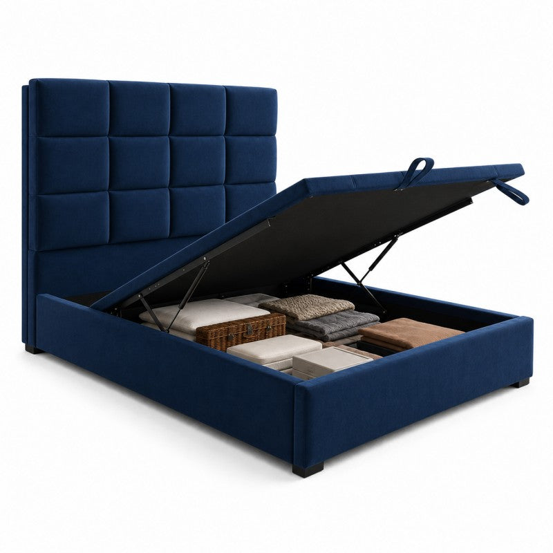 Blue Tufted Upholstered Bed