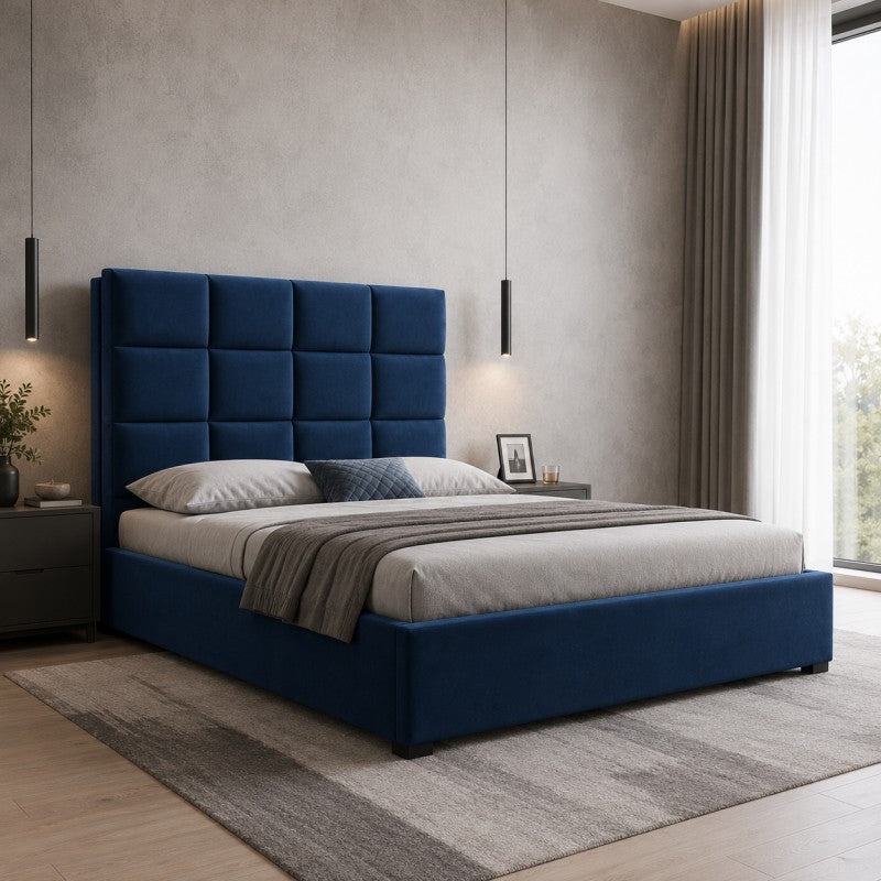 Blue Tufted Upholstered Bed
