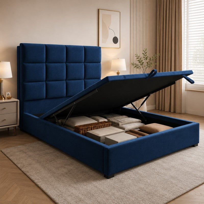 Blue Tufted Upholstered Bed
