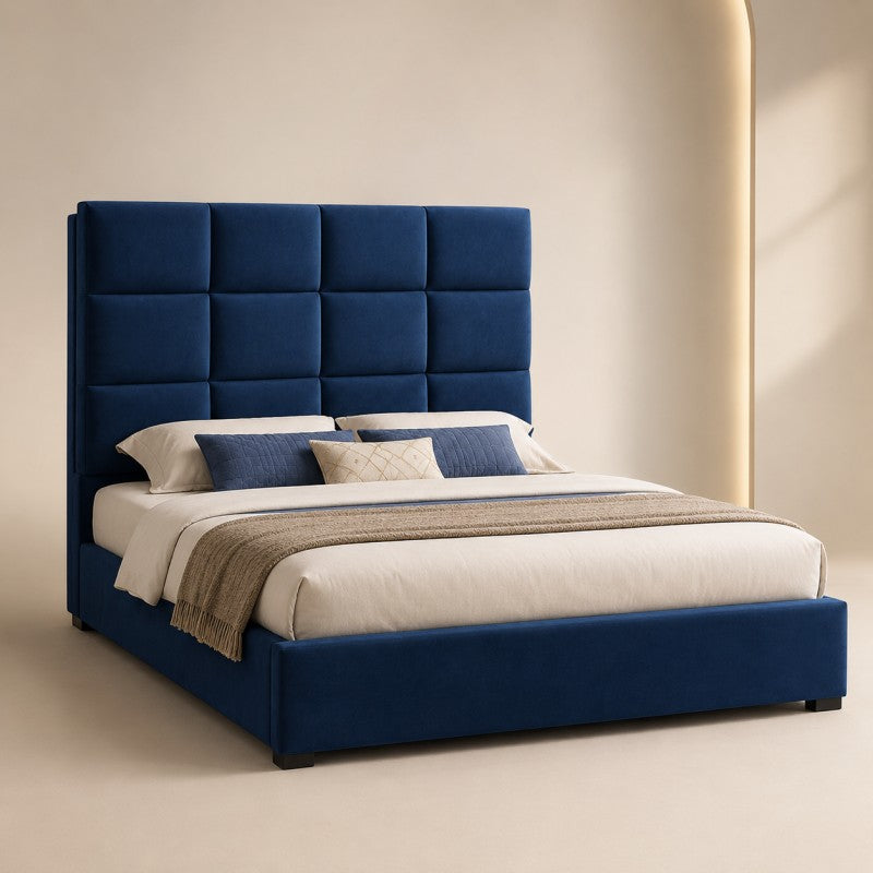 Blue Tufted Upholstered Bed