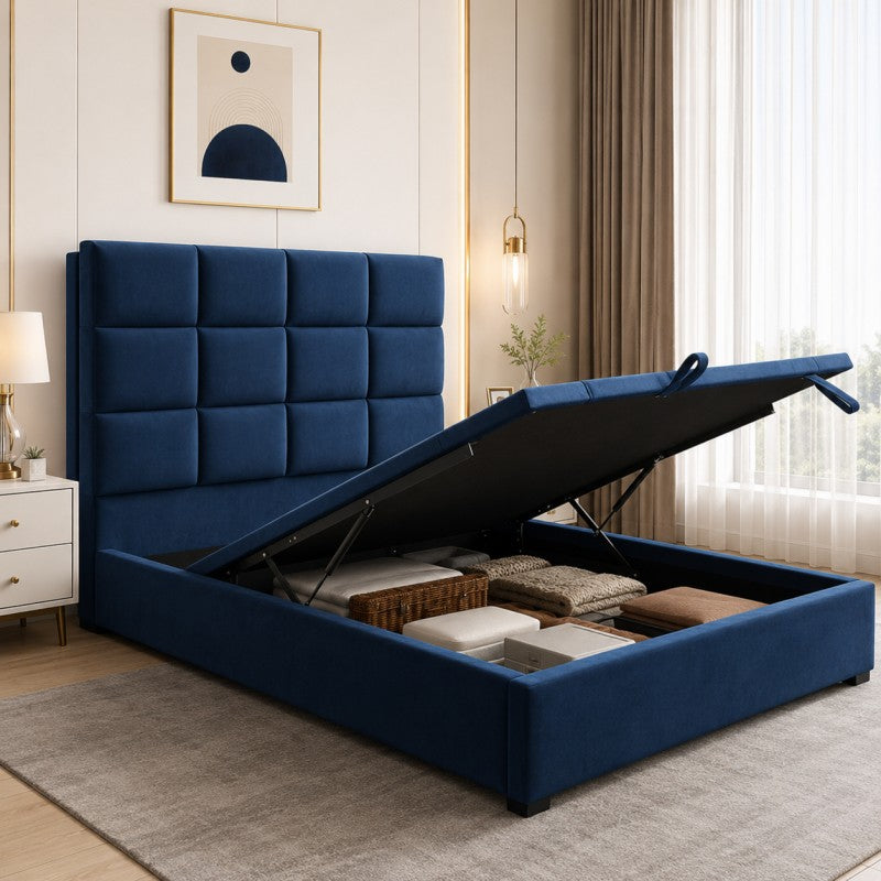 Blue Tufted Upholstered Bed