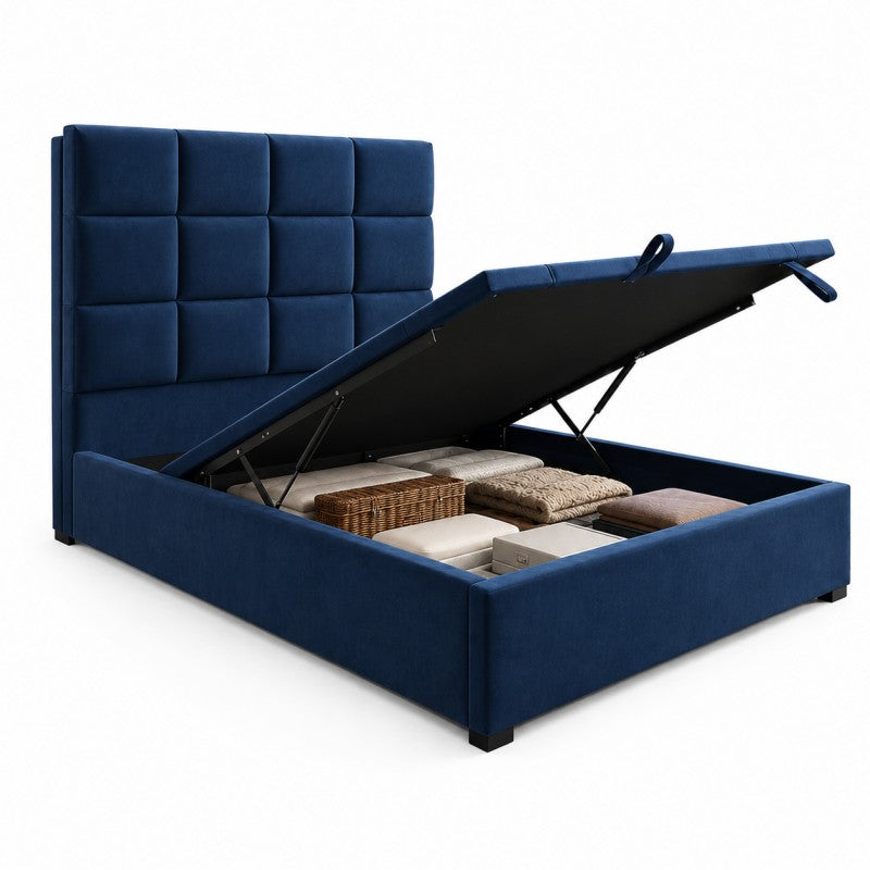 Blue Tufted Upholstered Bed