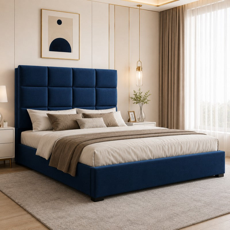 Blue Tufted Upholstered Bed