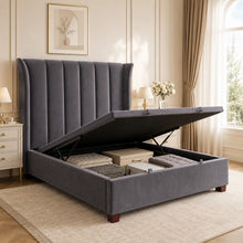 Modern Wingback Upholstered Bed – Gray