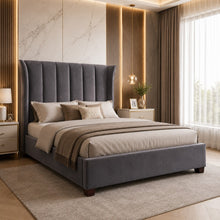 Modern Wingback Upholstered Bed – Gray