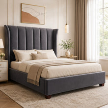 Modern Wingback Upholstered Bed – Gray